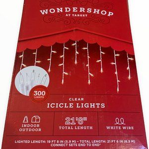 ICICLE LIGHTS 300 clear indoor outdoor 21.6' white wire by Wondershop box 1